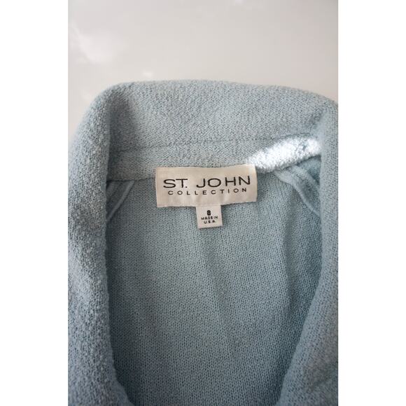 Vintage St. John Blue Knit Jacket with Contrast Trim & Gold Buttons – Size 8 - Picture 4 of 7